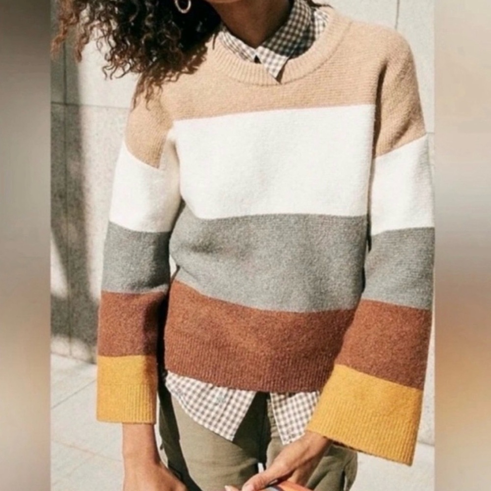 Madewell Andria Pullover Sweater in
Coziest Yarn Size Small - Stripes - EUC